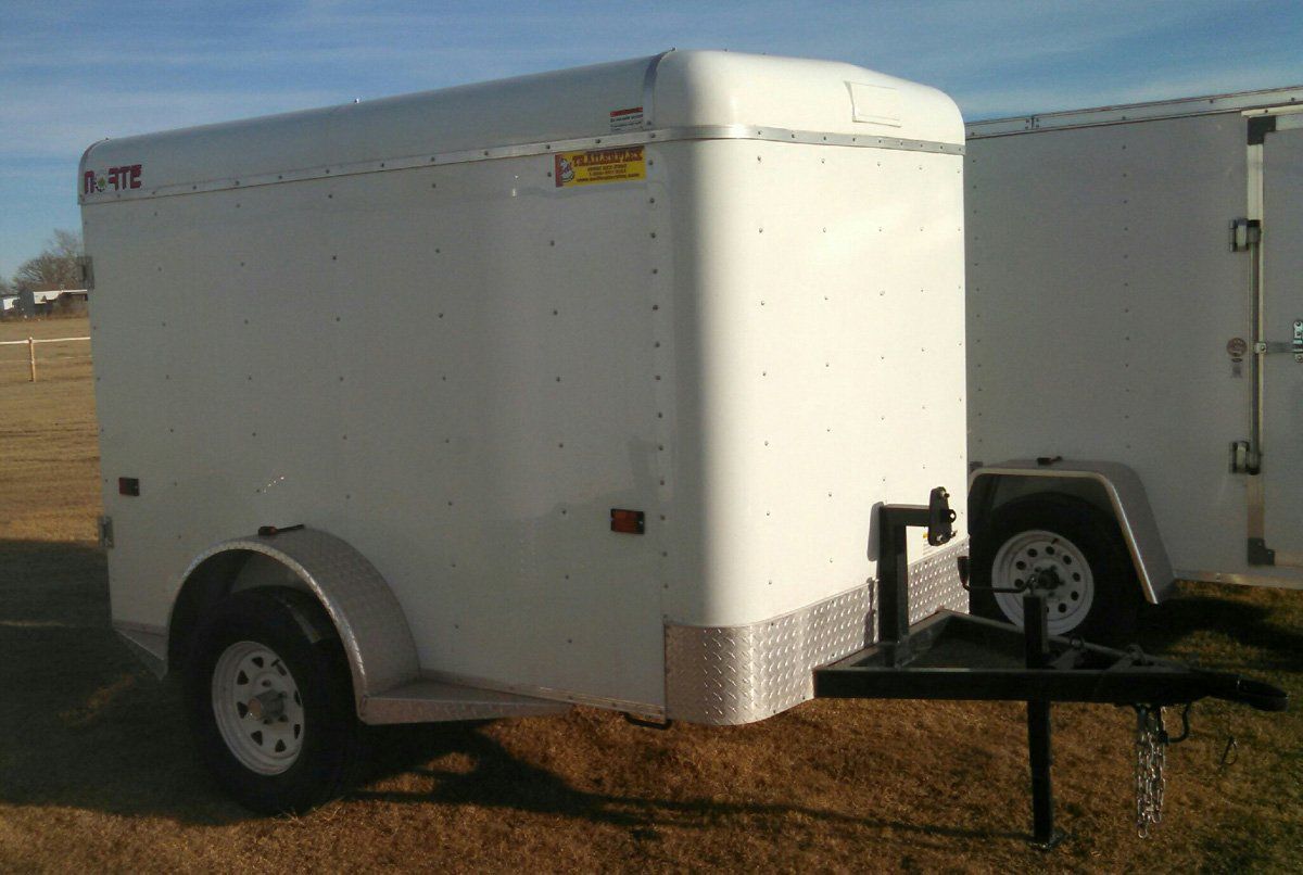 White cargo trailer at Bell Trailerplex in Amarillo, TX