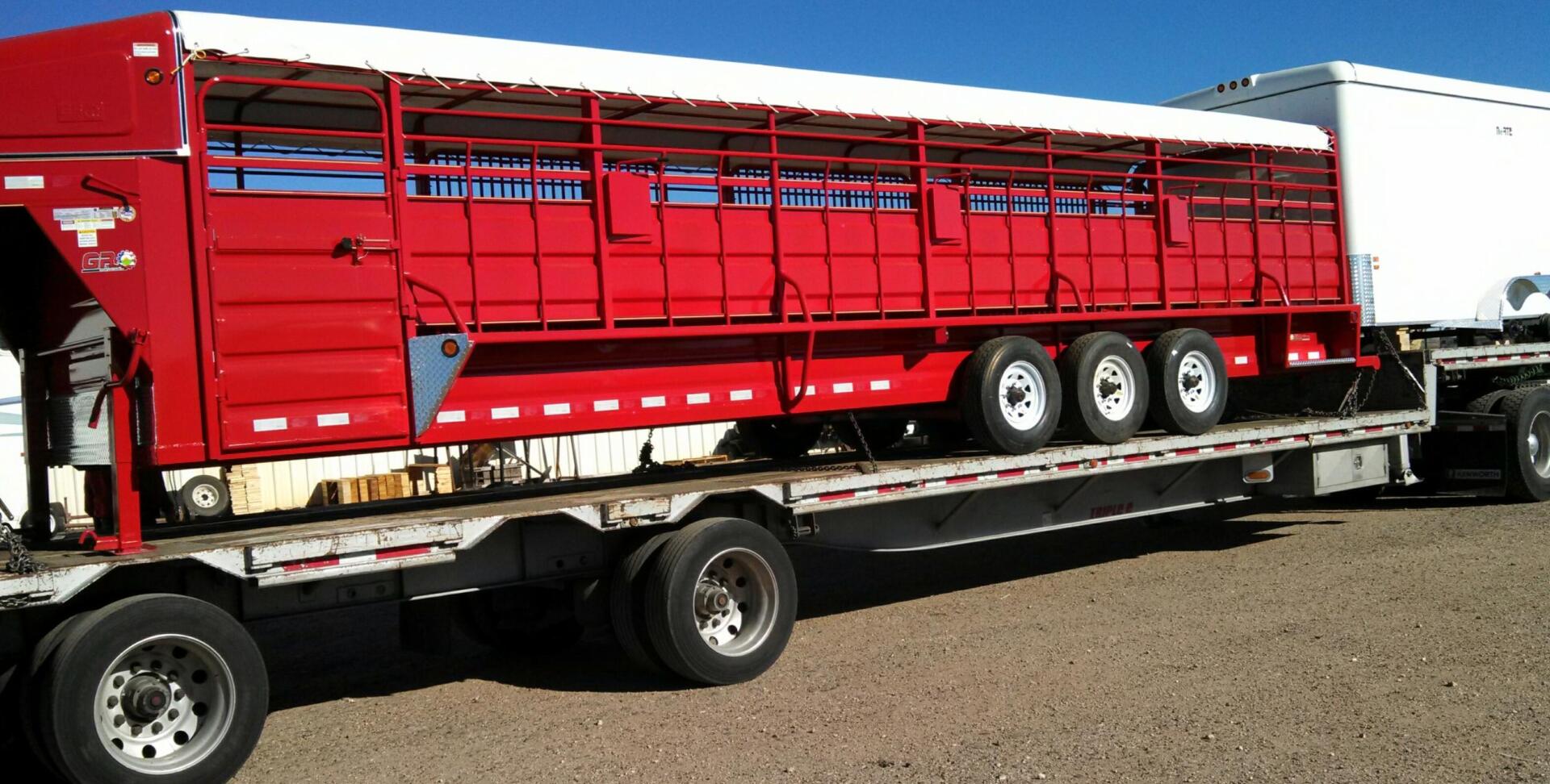 Red Livestock trailer from Bell Trailerplex in Amarillo, TX