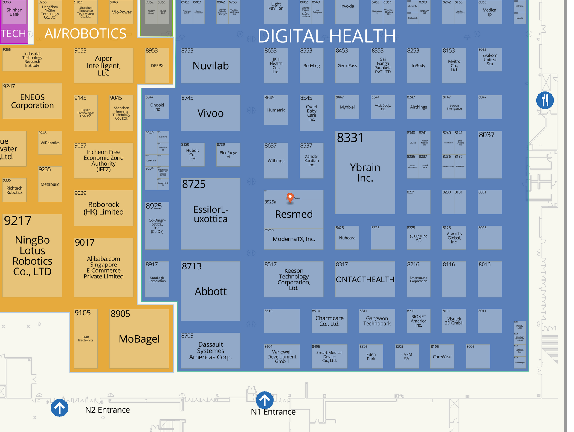 Map of the Digital Health expo floor plan