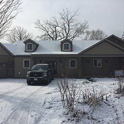 Renovated luxury house winter evening