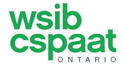 A green and white logo for wsib csaat ontario