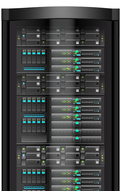 A server rack with a lot of servers in it