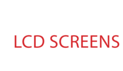 A white background with red text that says lcd screens