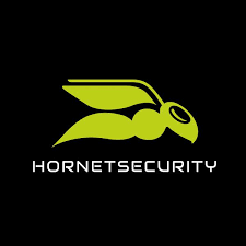 A logo for hornet security with a green hornet on a black background.