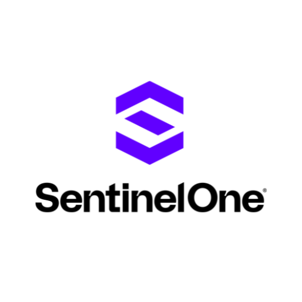 The logo for sentinelone is purple and black