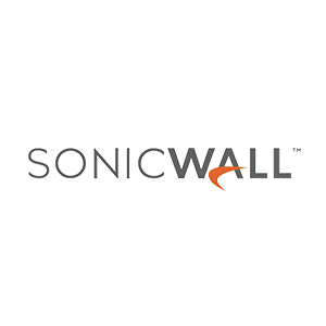 The logo for sonicwall is on a white background.