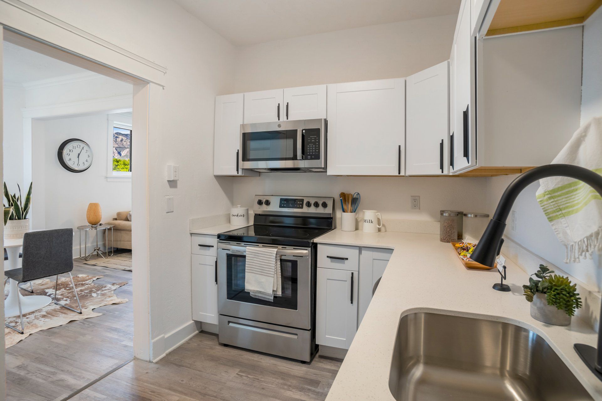 Kitchen with stainless steel appliances