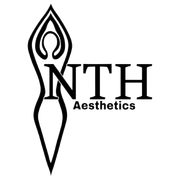 Black logo for NTH Aesthetics featuring a stylized figure with the initials "NTH". Below reads "Aesthetics".