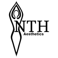 Black logo for NTH Aesthetics featuring a stylized figure with the initials "NTH". Below reads "Aesthetics".