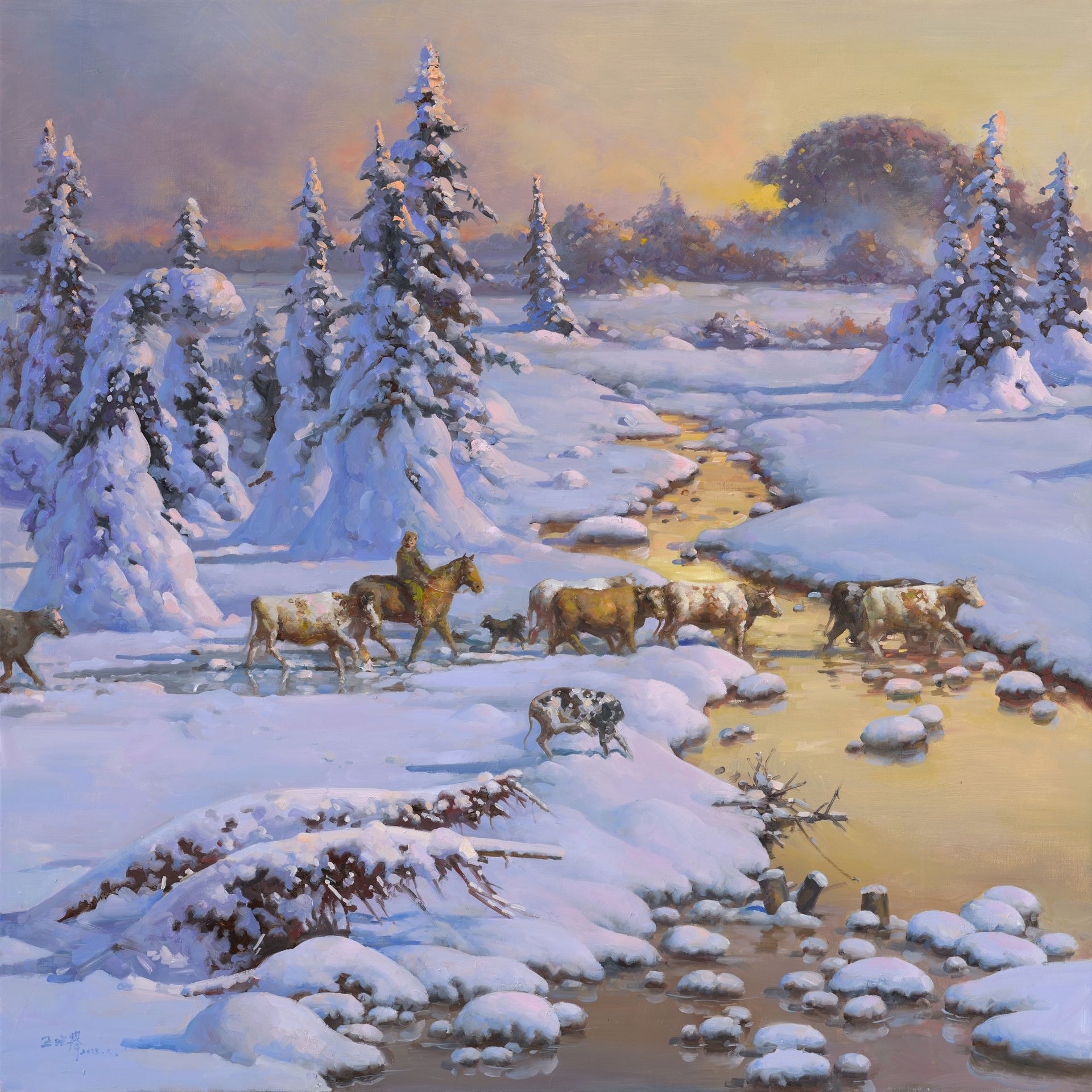 雪之韻系列《暖陽牧歸》