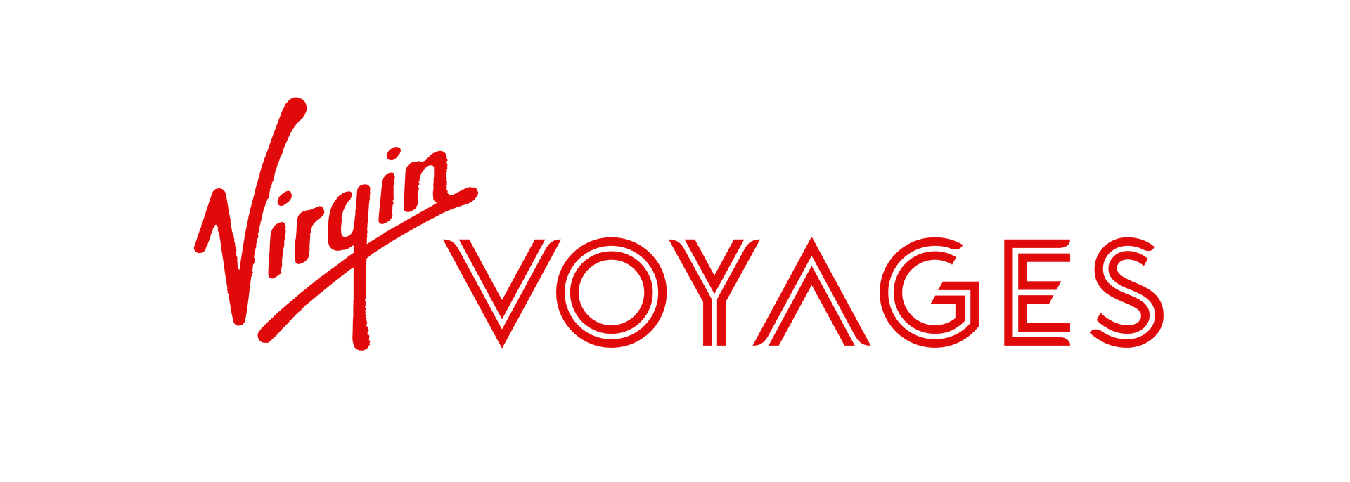 Virgin Voyages logo in red. 