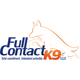 A logo for full contact k9 llc with a dog on it