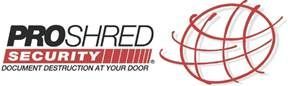 A logo for pro shred security with a globe on it