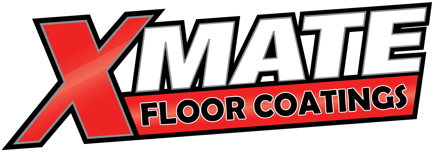 A red and white logo for xmate epoxy llc.