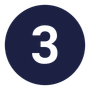 White number 3 on a dark blue circle background