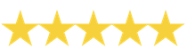 Five gold stars in a row on a white background.