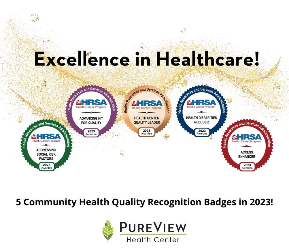 Five community health quality recognition badges in 2023.