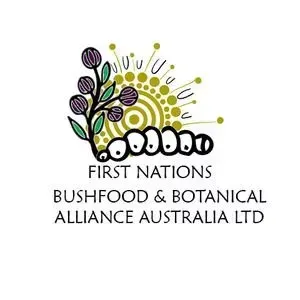 Logo: Native Australian bushfood organization. Plant with purple berries, sun-like design, and text.