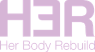 The logo for her body rebuild is purple and white.
