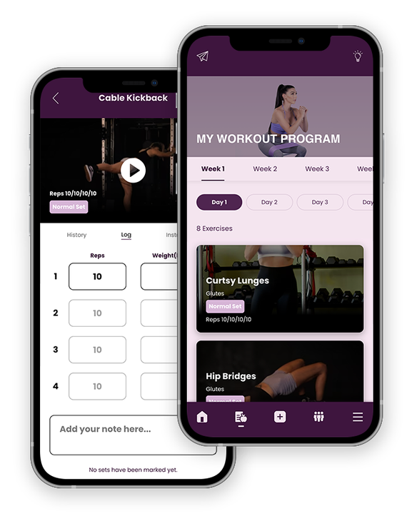 A couple of phones with a workout app on them.