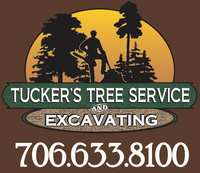 A logo for tucker 's tree service and excavating