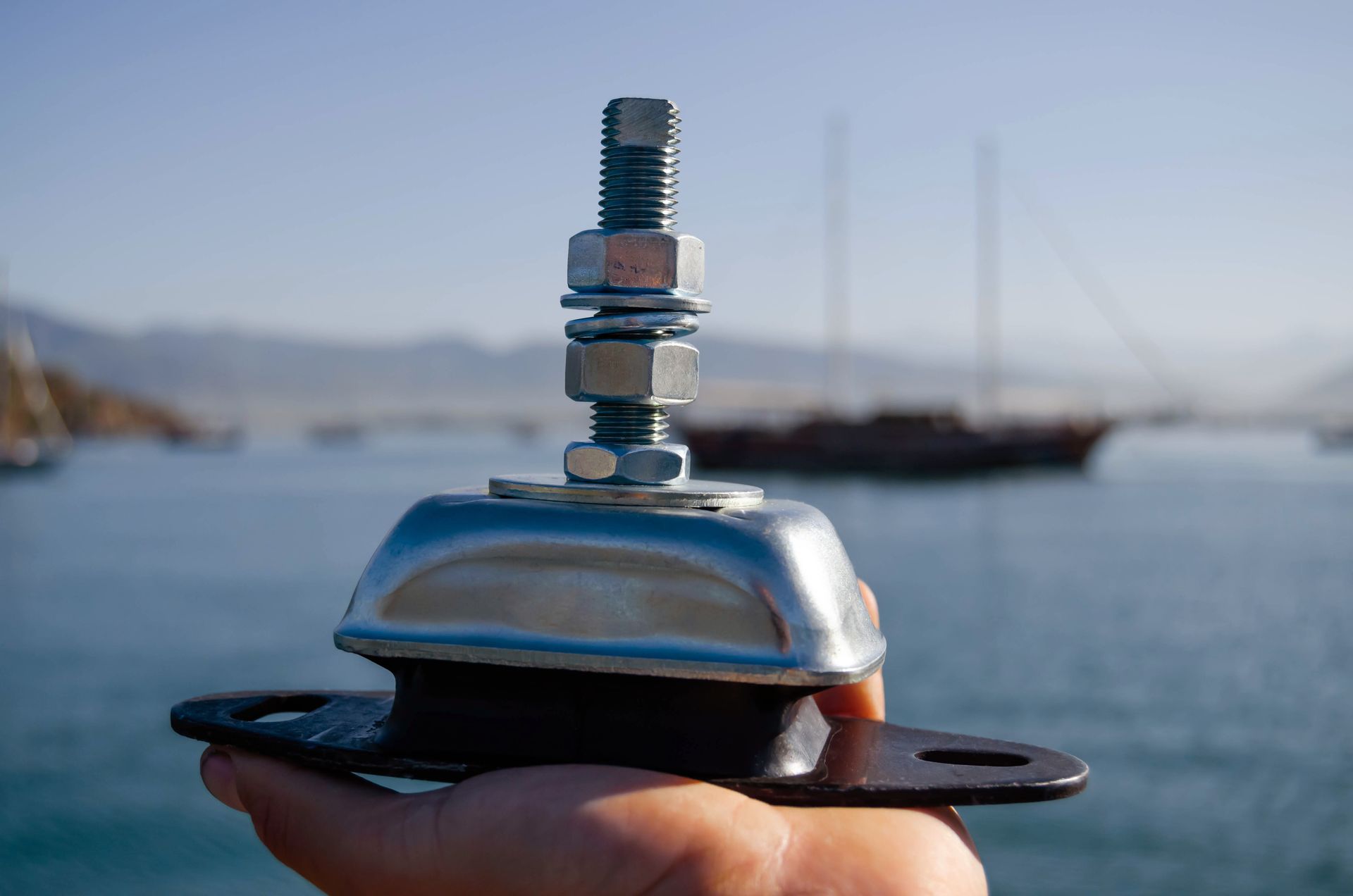 New marine engine mount ready for installation on a boat engine. New marine engine mount ready for installation on a boat engine.