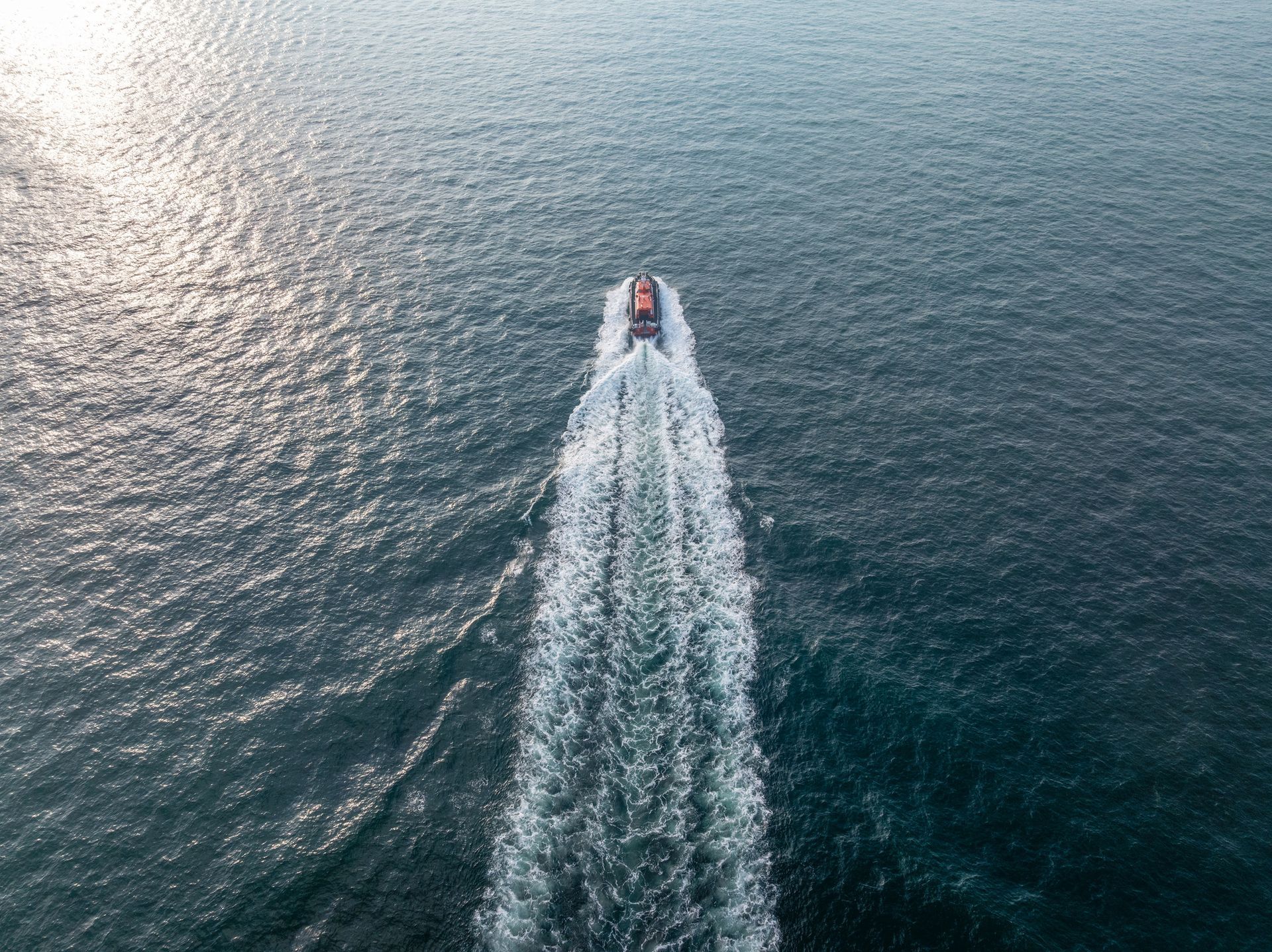 Aerial view of a boat.