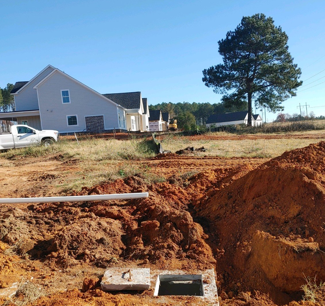 Septic tank construction site — Grovetown, GA — Burnley Sanitary Sewer & Drain Service LLC