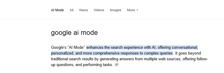 Googles AI mode 