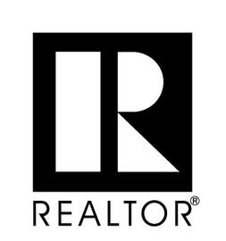 Realtor logo: Black square with large "R" and vertical line, text "REALTOR&reg;" underneath.