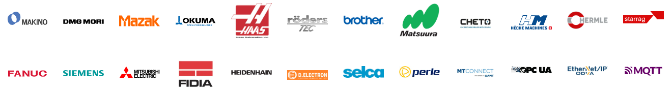 A grid of various industrial and manufacturing company logos arranged in two rows on a white background.