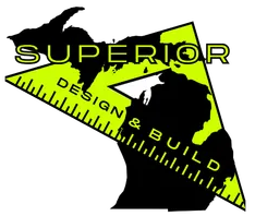 A logo for Superior Design and Build shows a map of Michigan