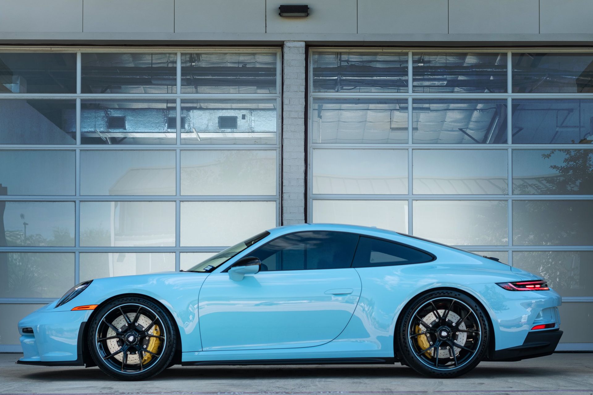 blue car with window tint