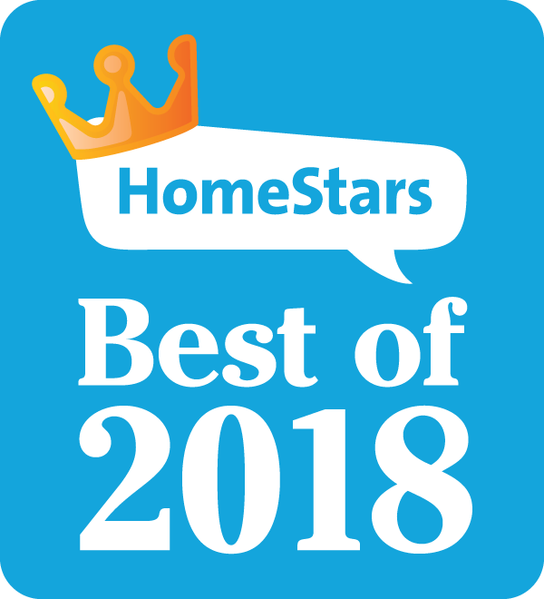 A blue sign that says homestars best of 2018