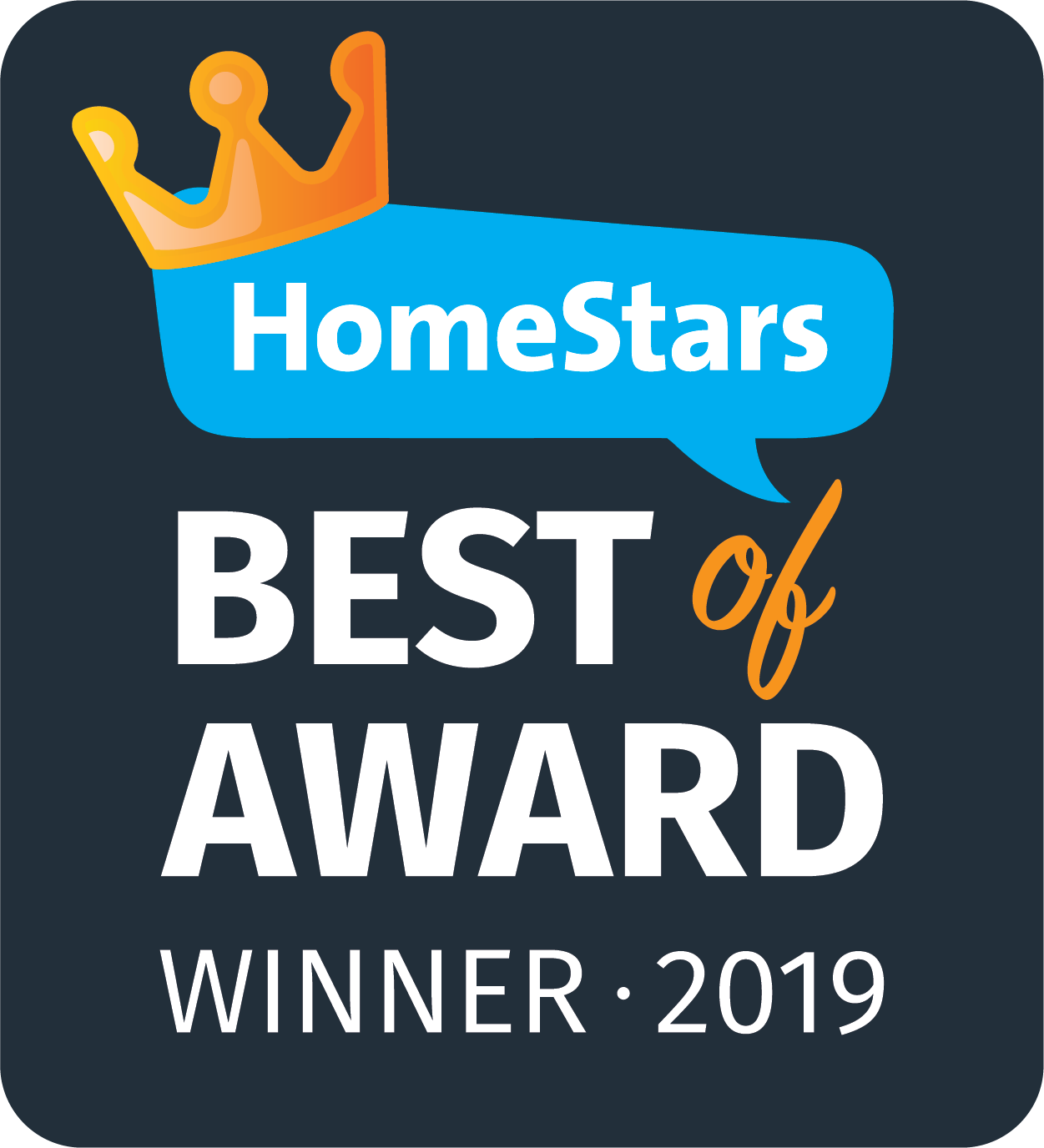 A logo for homestars best of award winner in 2019