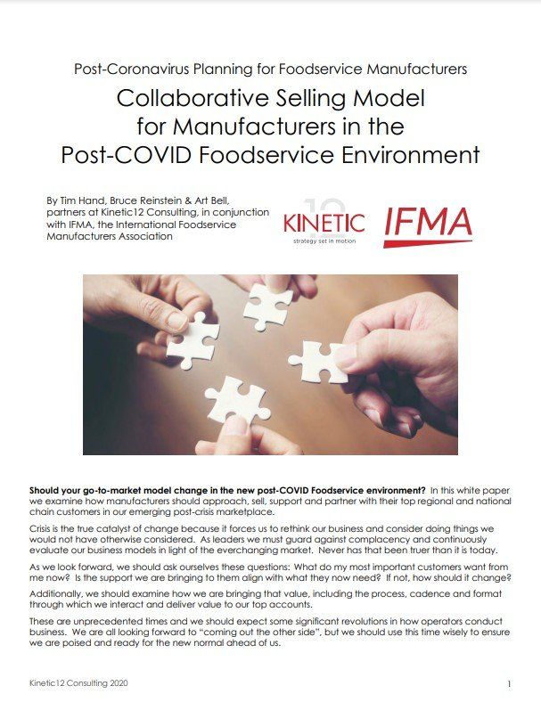 Collaborative selling model for manufacturers in the post-covid foodservice environment