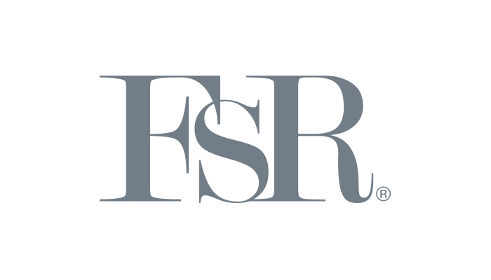 A logo for a company called fsr on a white background.