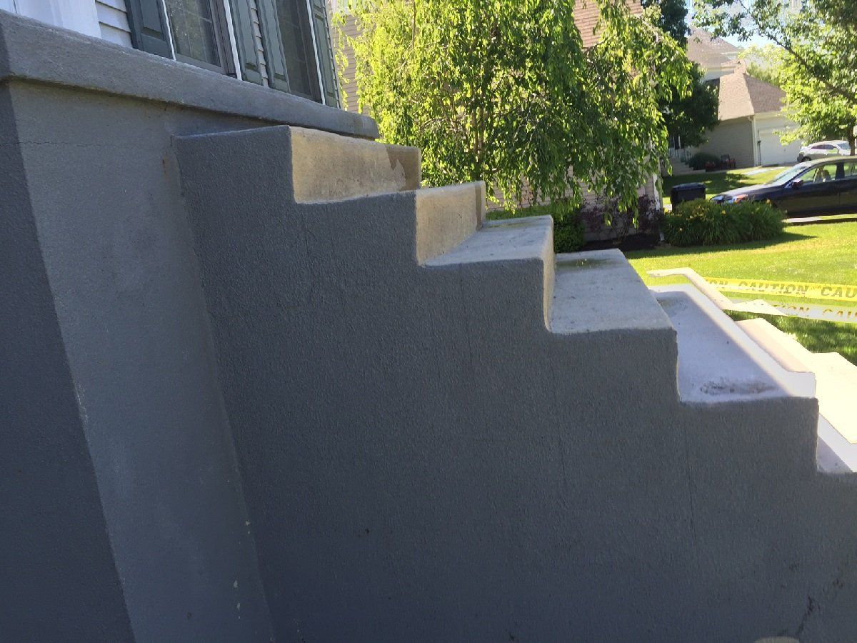 Row of The Gray Concrete Stairs — Cinnaminson, NJ — A & M Masonry and Concrete