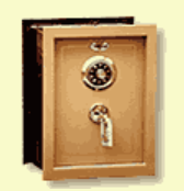 Una caja fuerte oculta camuflada en un libro, con dial combinado y cerradura con llave.