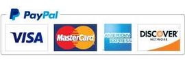 A paypal visa mastercard and discover logo on a white background