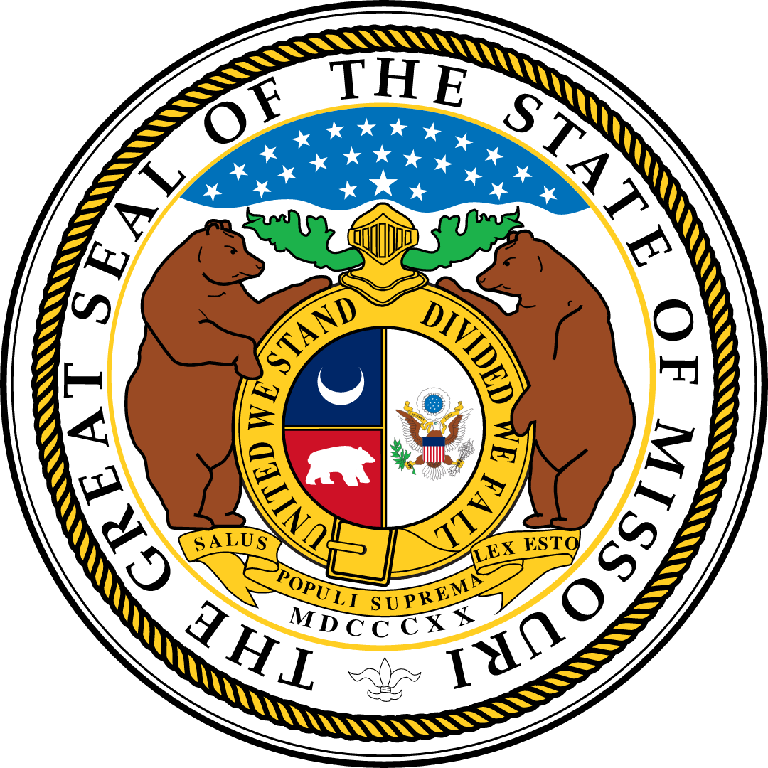 The great seal of the state of missouri with two bears