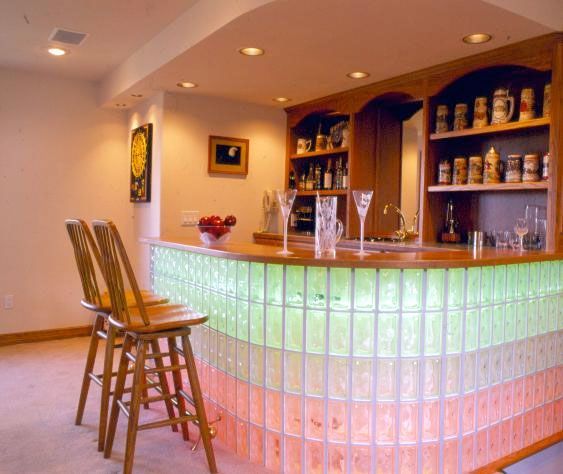 A bar with a green light behind it