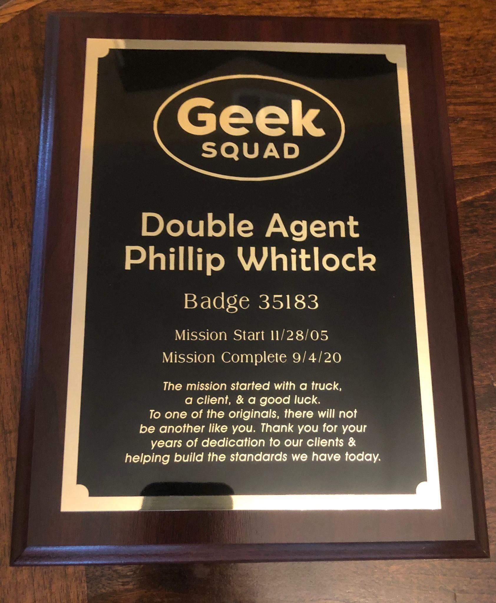 Geek Squad plaque for