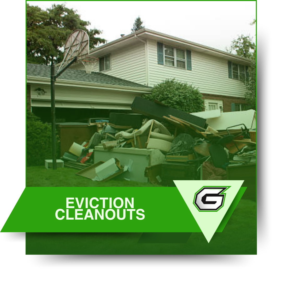 A flyer for eviction cleanouts with a picture of a house