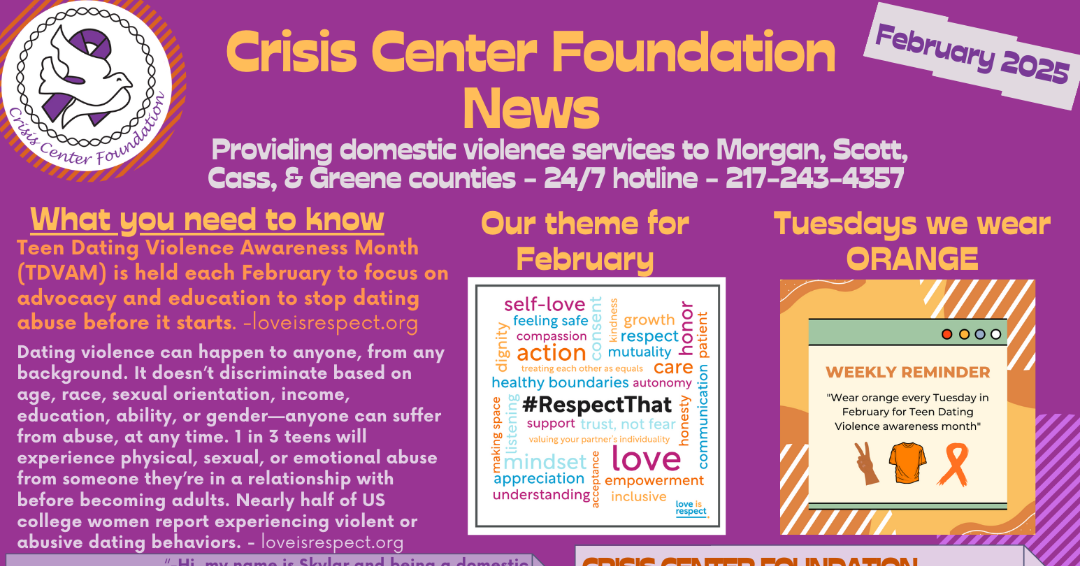 A crisis center foundation news flyer for february 2020