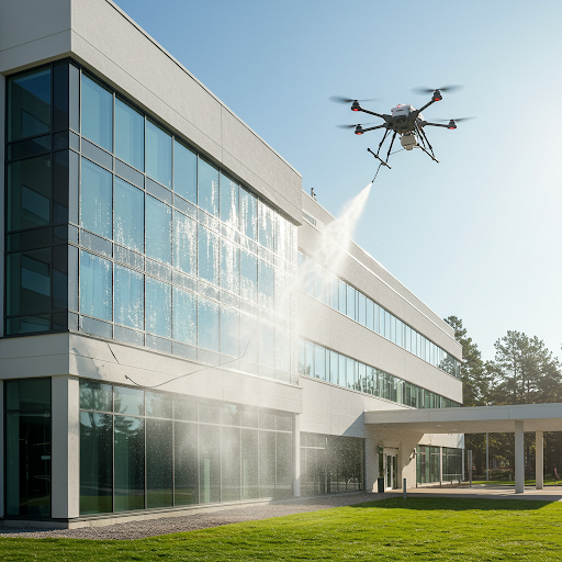 STRATOCLEAN USING A DRONE TO WASH A LOCAL HOSPITALS WINDOWS 