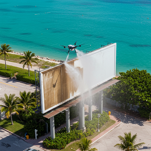 STRATOCLEAN USING A DRONE TO CLEAN A BILLBOARD 