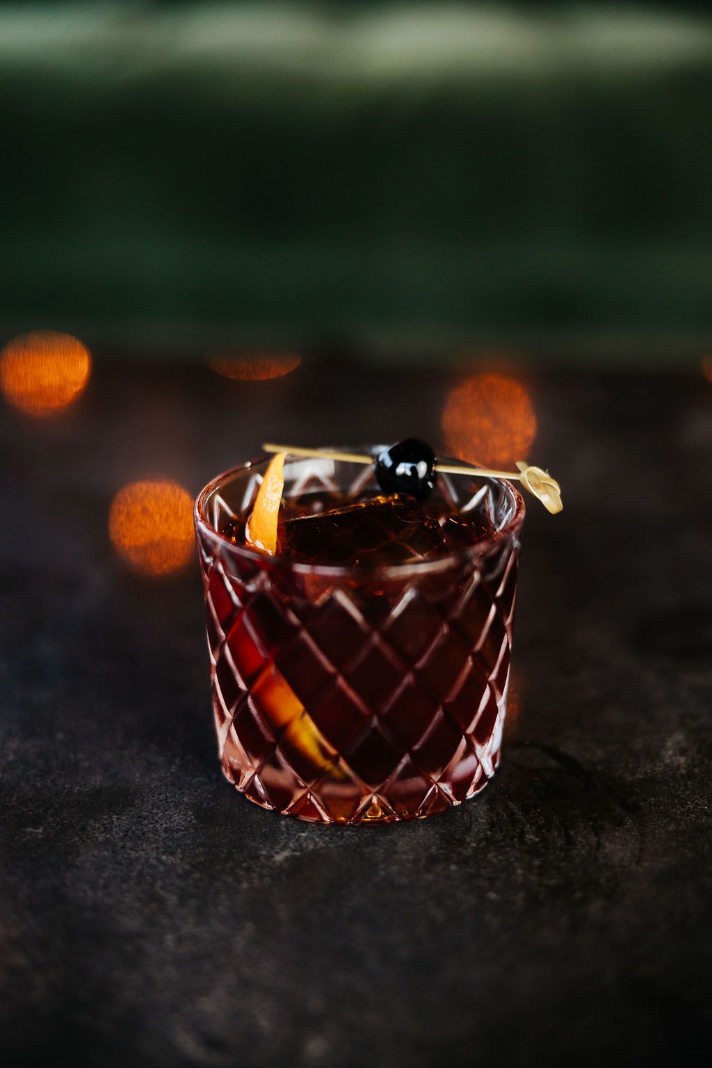 Lux Cherry Old Fashioned, a Cocktail Drink at Six Mile Ordinary in Columbia, MO.