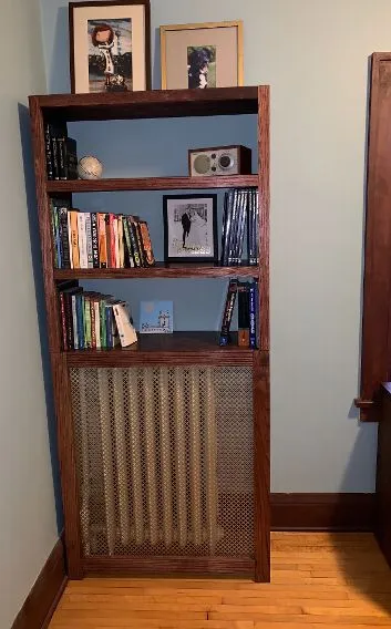 Book Shelf With Radiator Covers On The Living Area — Minneapolis, MN — Craftsman Radiator Covers