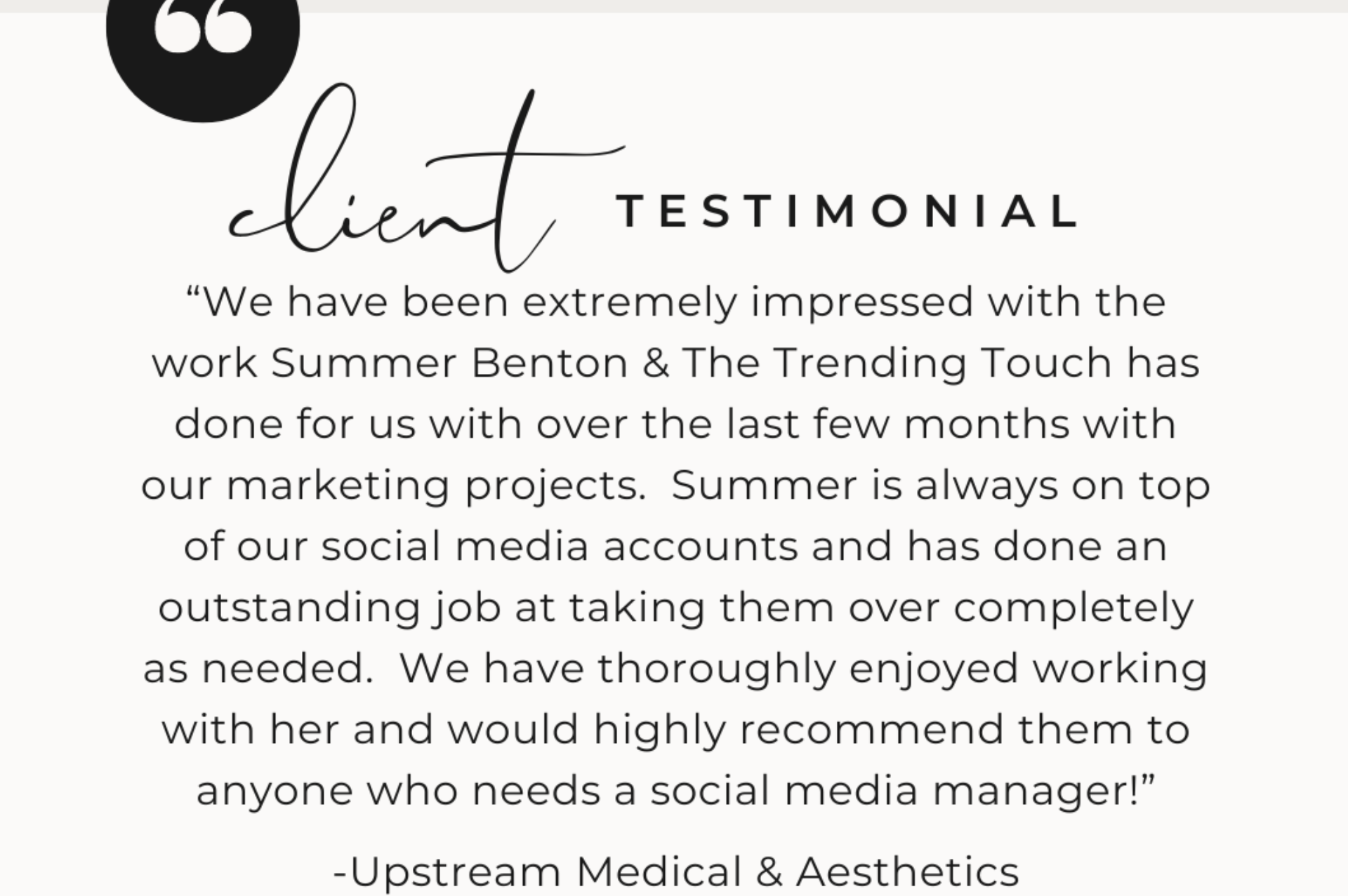 Client review of experience with our services